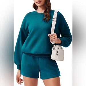 Teal Sweatshirt and short set